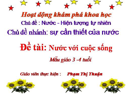 NƯỚC VỚI ĐỜI SỐNG