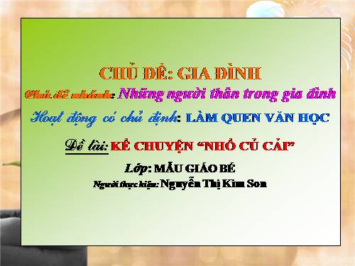 CHUYỆN CỦ CẢI