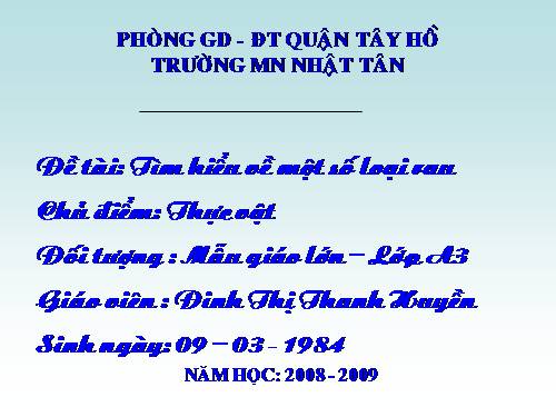 chủ điểm rau củ quả mầm non