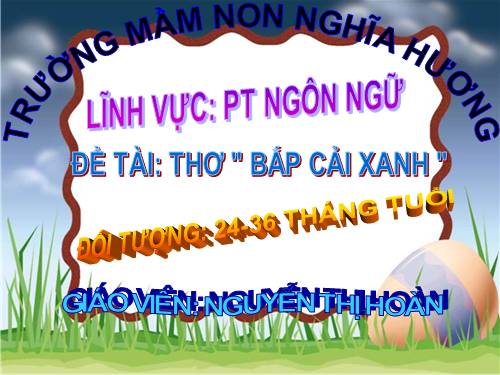 Thơ : " Bắp cải xanh"