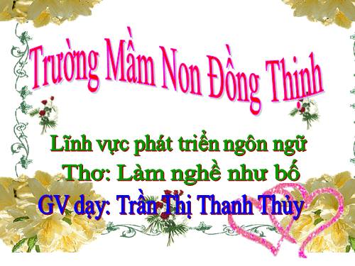 Giáo án thơ Làm nghề như bố