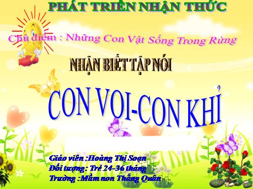 nhận biết tập nói:con voi-con khỉ