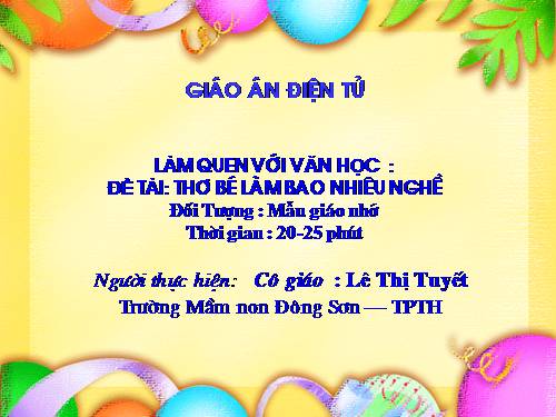 Tho Be lam bao nhieu nghe