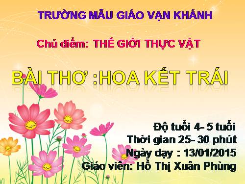 BÀI THƠ HOA KẾT TRÁI