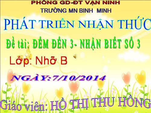 Đến đến 3, nhận biết số 3