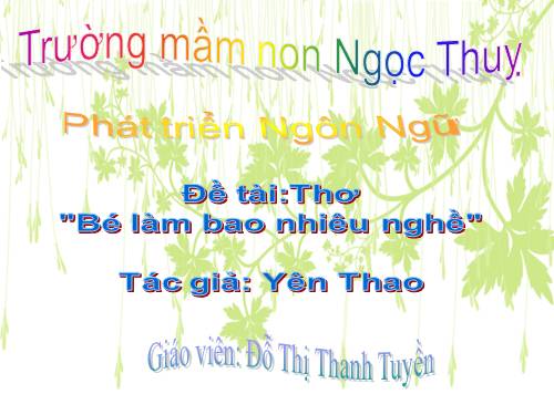 thơ - Bé làm bao nhiêu nghề