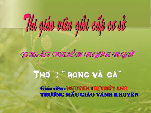 PT NGÔN NGƯ: THƠ RONG VẦ CÁ -