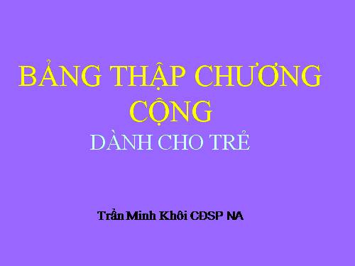 BẢNG THẬP CHƯƠNG CỘNG CHO TRẺ