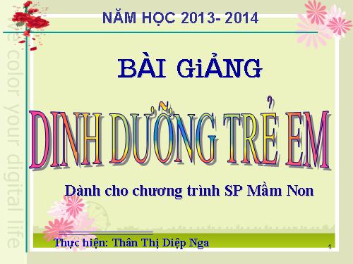 CHƯƠNG I :ĐẠI CƯƠNG VỀ DINH DƯỠNG