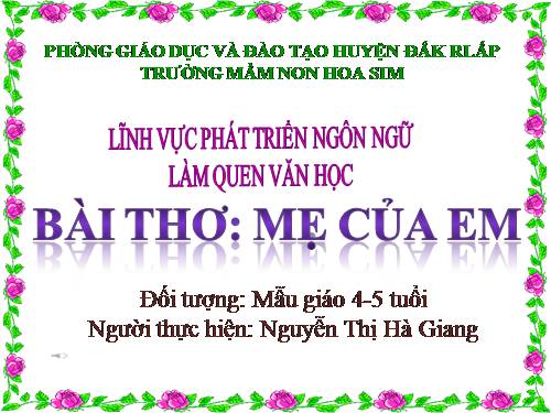 LĨNH VỰC PHÁT TRIỂN NGÔN NGỮ THƠ Ẹ CỦA EM