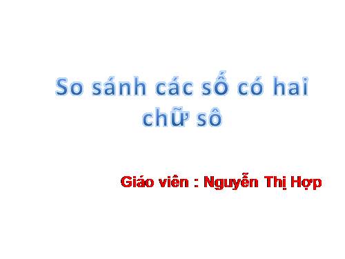 So sánh các số có hai chữ số