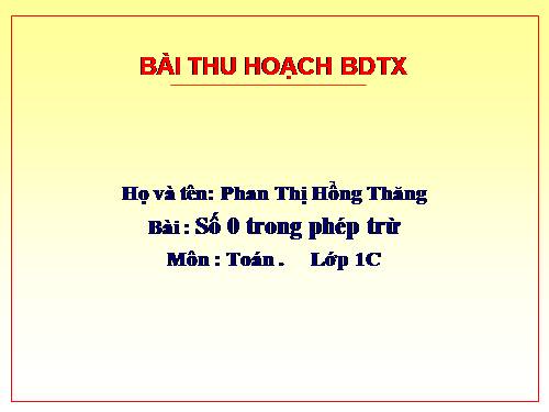 Số 0 trong phép trừ