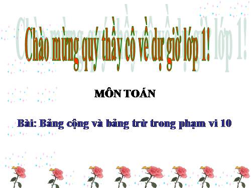 Bảng cộng và bảng trừ trong phạm vi 10