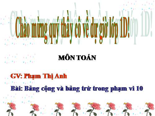 Bảng cộng và bảng trừ trong phạm vi 10