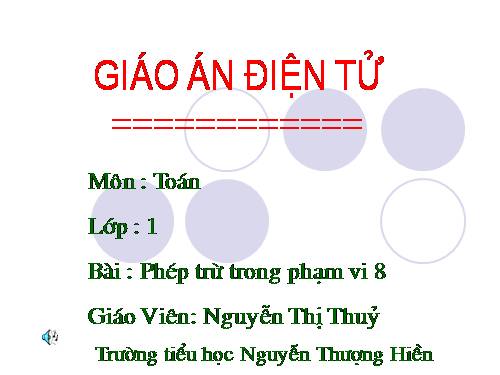 Phép trừ trong phạm vi 8