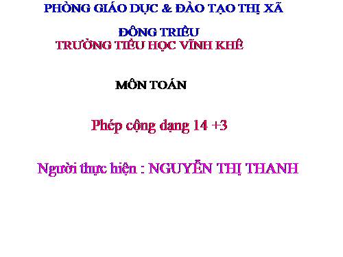 Phép cộng dạng 14+3