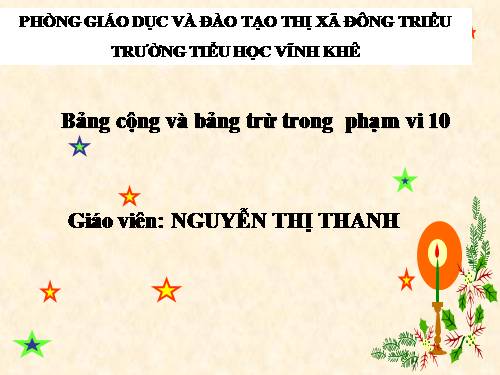 Bảng cộng và bảng trừ trong phạm vi 10