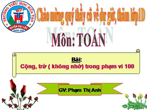 Cộng, trừ (không nhớ) trong phạm vi 100