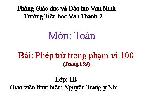 Phép trừ trong phạm vi 100 (trừ không nhớ)