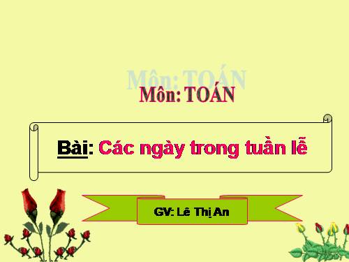 Các ngày trong tuần lễ