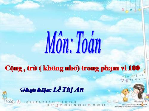 Cộng, trừ (không nhớ) trong phạm vi 100