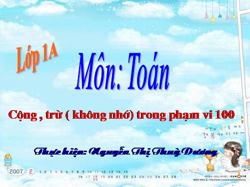 Cộng, trừ (không nhớ) trong phạm vi 100