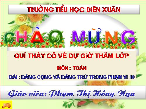 Bảng cộng và bảng trừ trong phạm vi 10