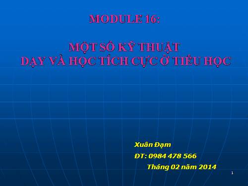 Module 16 KY THUAT DAY HỌC TICH CUC (Da sua 2-2014)
