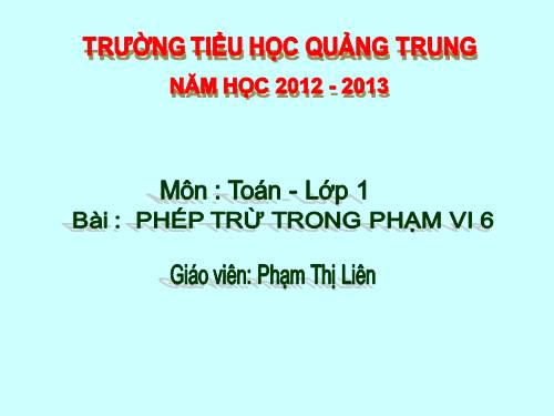 Phép trừ trong phạm vi 6