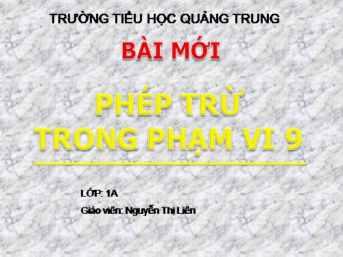 Phép trừ trong phạm vi 9