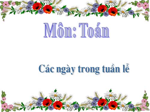 Các ngày trong tuần lễ