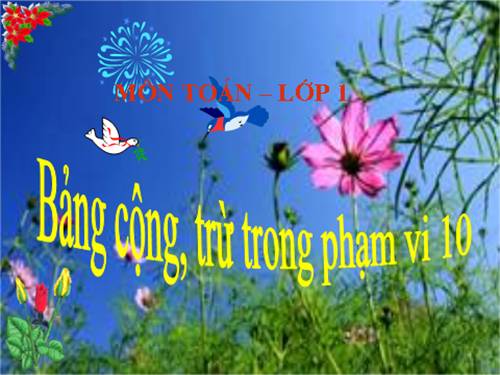 Bảng cộng và bảng trừ trong phạm vi 10