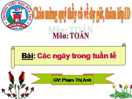 Các ngày trong tuần lễ