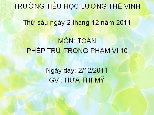 Phép trừ trong phạm vi 10