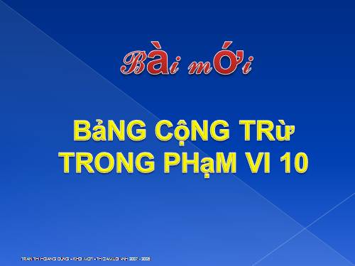 Bảng cộng và bảng trừ trong phạm vi 10