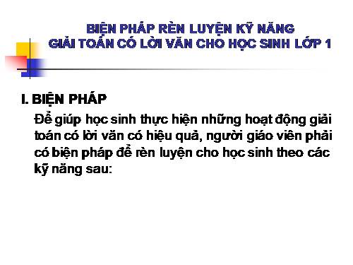 Biện pháp dạy toán có lời văn lớp 1