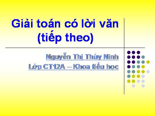 Giải toán có lời văn (tiếp theo)