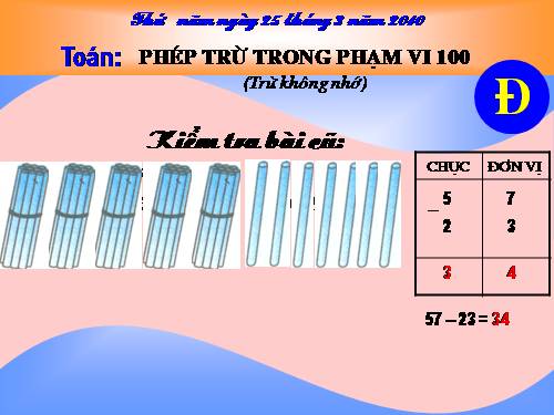 Phép trừ trong phạm vi 100 (trừ không nhớ)