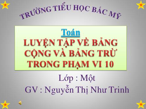 Bảng cộng và bảng trừ trong phạm vi 10