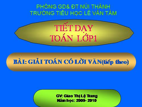 Giải toán có lời văn (tiếp theo)