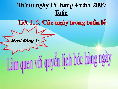 Các ngày trong tuần lễ