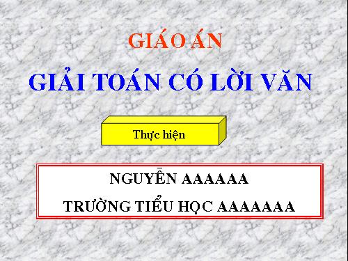 Giải toán có lời văn