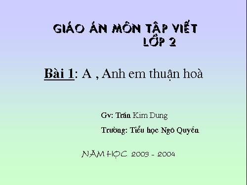 Tuần 1. Chữ hoa: A