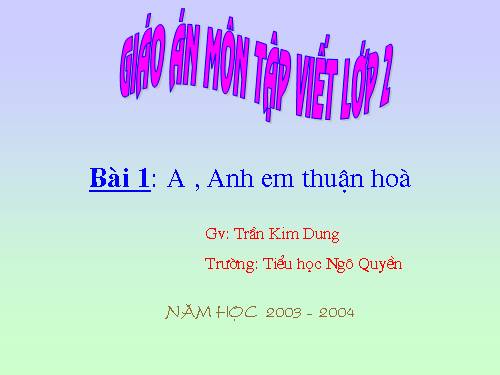 Tuần 1. Chữ hoa: A