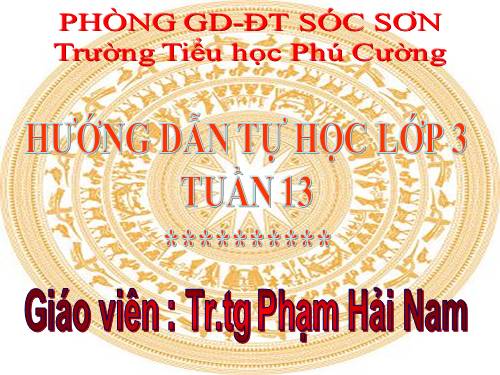 HƯỚNG DẪN TỰ HỌC LỚP 3.TUẦN 13