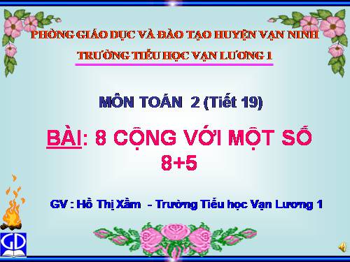 8 cộng với một số: 8 + 5