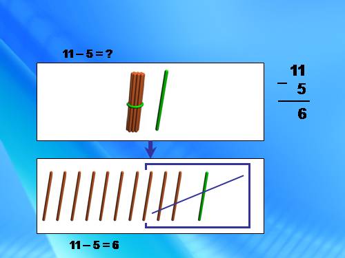 11 trừ đi một số: 11 - 5