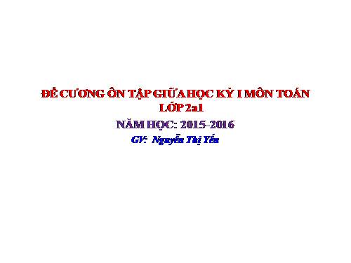 Các Bài giảng khác thuộc Chương trình Toán 2