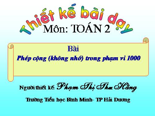 Phép cộng (không nhớ) trong phạm vi 1000