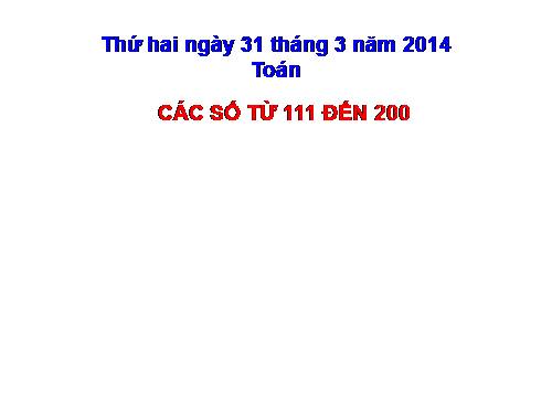 Các số từ 111 đến 200